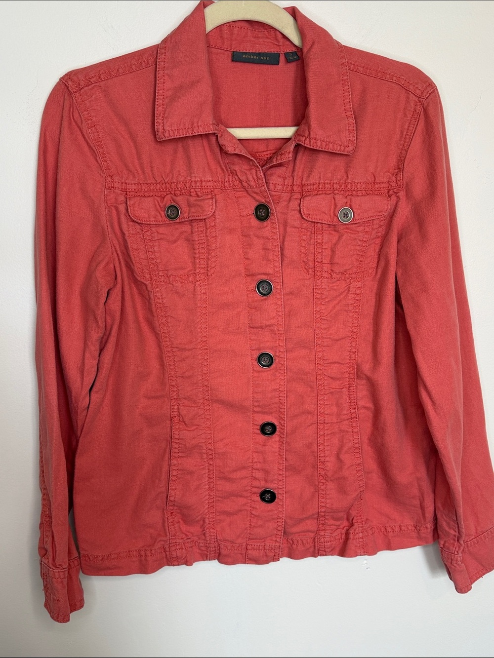 Women's Coral Button-Front Jean Jacket